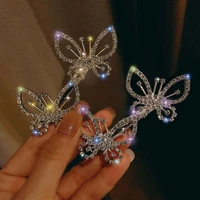 2022 rhinestone butterfly hair clips pin for women girls side duckbill clip barrettes fashion headwear hairpins hair accessories