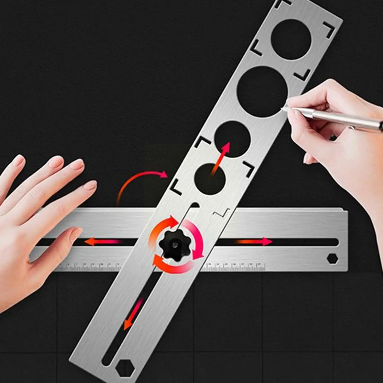 

Ruler Metal Angle Tool Tile Positioning Hole Punch Multifunctional Surveyor Drill Tool Marble P3o0