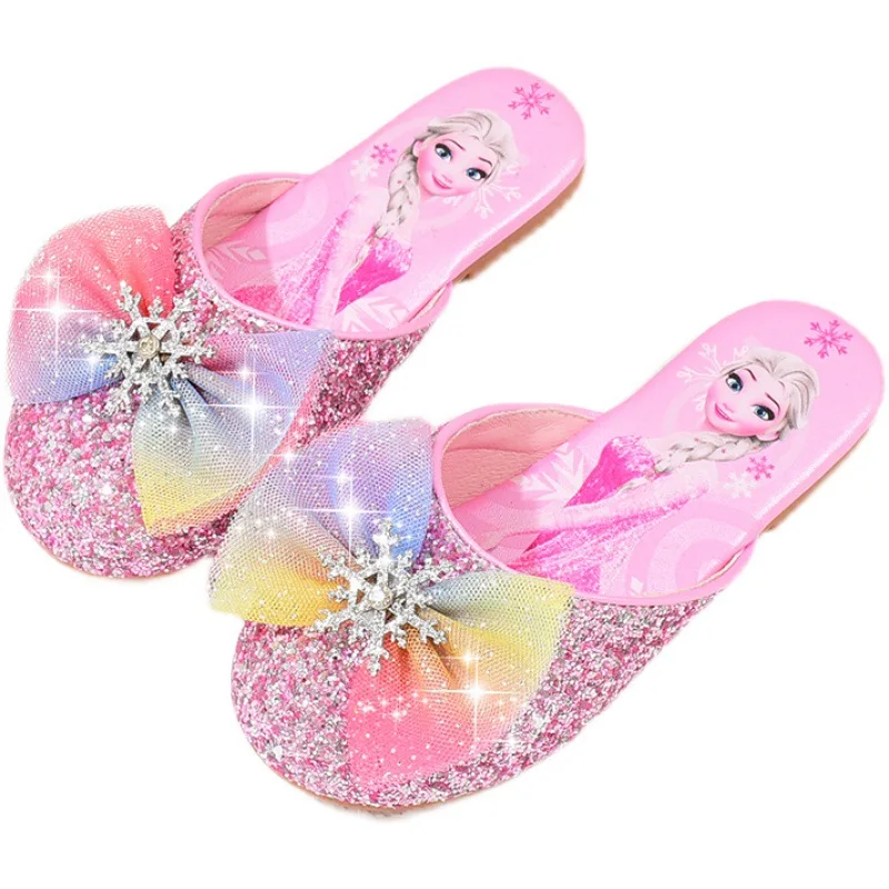 Босоножки для девочек Disney тапочки ледяная принцесса Эльза блестки бант стразы