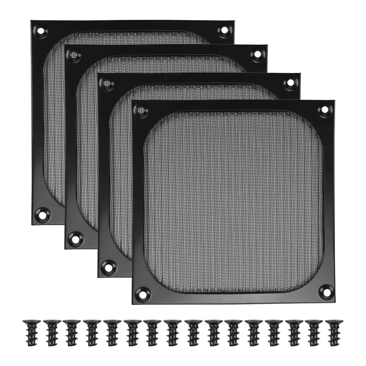 

140mm Desktop Computer Case Fan Dust Filter Grills Dustproof Case Cover with Screws, Aluminum Frame Mesh, 4