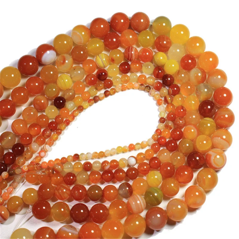 

4/6/8/10MM Natural Charm Stone Beads Striped Agate Beads Round Loose Beads for Jewelry Making DIY