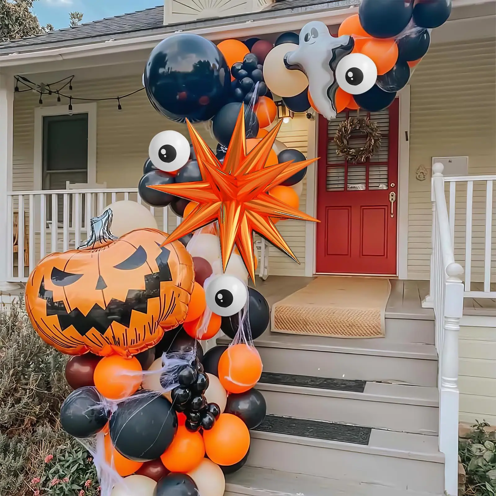 116 шт. гирлянда с оранжевыми черными и белыми воздушными Шарами на Хэллоуин