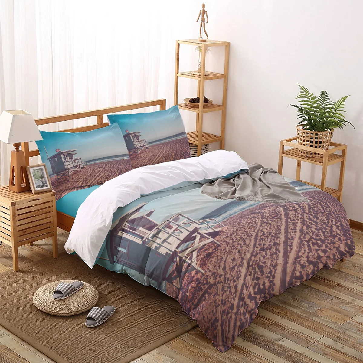 Lifeguard Cabin Beach Sandy Santa Monica Comfortable Household Goods Bedroom Bed Luxury Duvet Cover 2/3/4 Pieces | Дом и сад