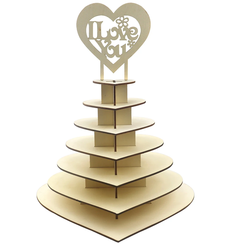 

7 Layers 3D Chocolate Display Rack Cupcake Dessert Stand Wooden Elegant Candy Rack for Birthday Wedding Party Festival