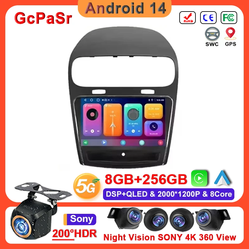 Автомагнитола для Dodge Journey JC 2011 - 2020 Android 13 мультимедийная стереосистема Wi-Fi