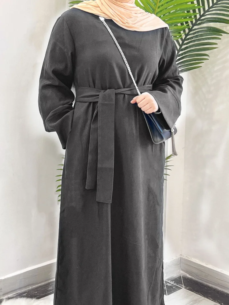 2023 Dubai Turkey Middle East Spring and Autumn Solid Color Tunic Dress Robe Femme Muslim Maxi Vestidos Elegantes Para Mujer