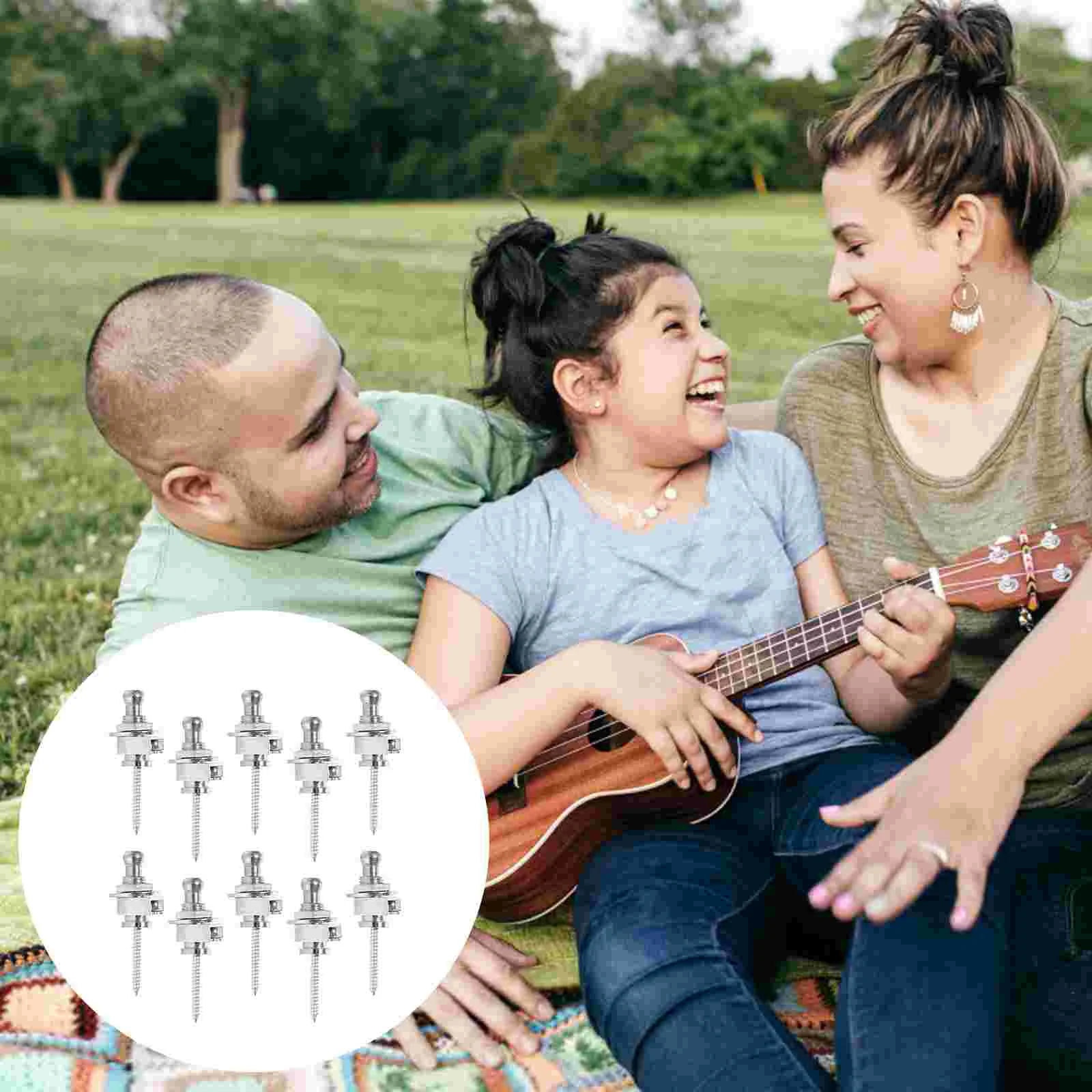 

10Pcs Practical Iron Sturdy Guitar Accessories Belt Fixators Guitar Strap Buckles