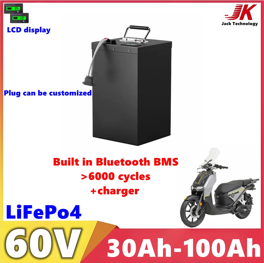 JK 60V 30Ah Lifepo4 40Ah 50Ah 60Ah 70Ah 80Ah 90Ah 100Ah литиевая батарея для 1800 Вт 3000 двухколесного