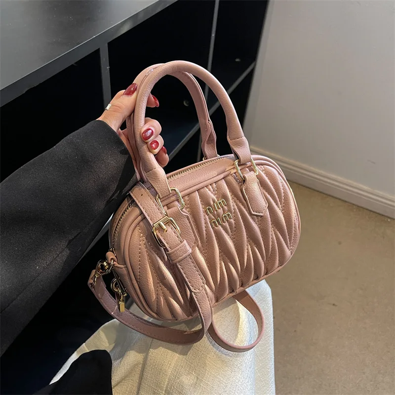Luxury Brand Women's Bag 2023 New Fashion Pleated Satchels High Quality Purses Casual  Portable Small Square Handbag Sac