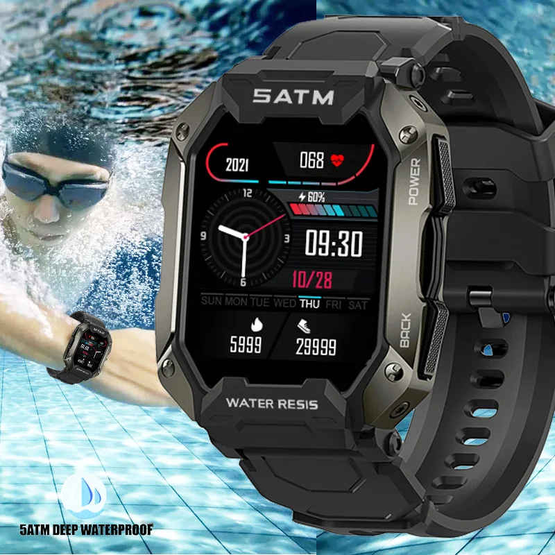 Reloj inteligente deportivo para hombre, dispositivo resistente al agua IP68, con Bluetooth, para Android e ios, natación y buceo, novedad de 2022