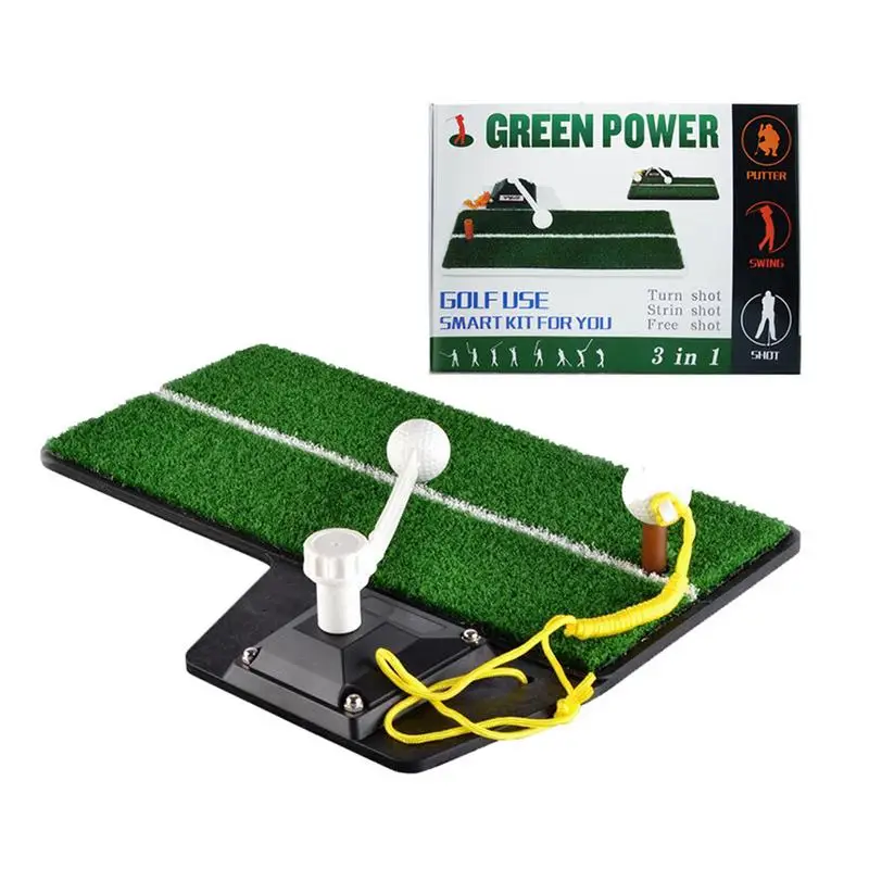 Golf Swing Putting Rod Practice Tools 3 in 1 Golf Green Training Aids Mat Golf Hitting Pad Rotating Golf Trainer Training Device