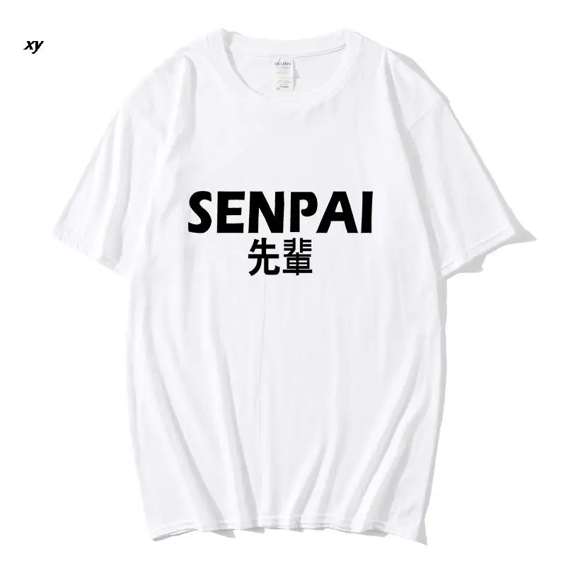 

Men's Senpai Anime Girl Nerdy Cotton Black Print T-shirt Women Manga Streetwear Tee Cotton Tshirt Unisex Harajuku Clothes2020