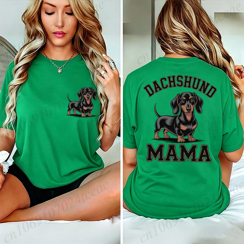 Фото Футболка с рисунком Dachshund Mama для женщин, повседневные летние футболки с короткими рукавами и круглым вырезом, футболки Dachshund Mama для любителей домашних животных, подарки №3