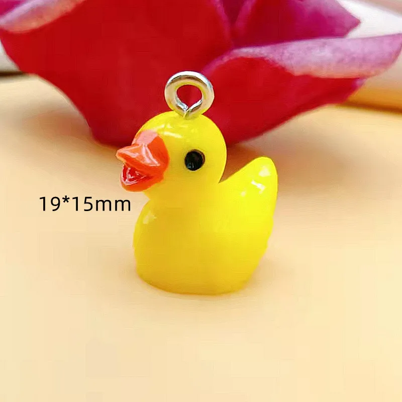10 шт. Милая Желтая утка Полимерная серьга шармы Diy фурнитура Kawaii 3D брелок для