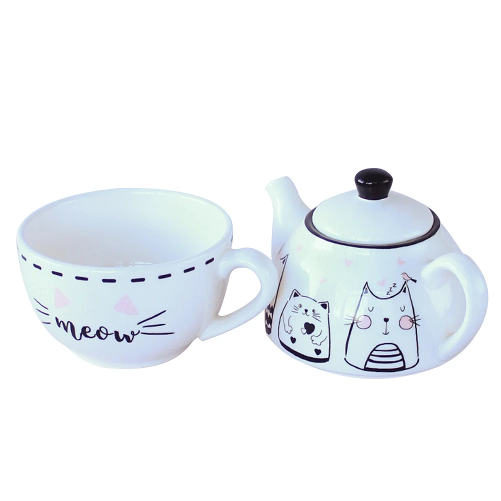 

Japanese Tea Kettles Cat Teapot Cup Patterns Kit Indoor Gift White Ceramics Home Printed