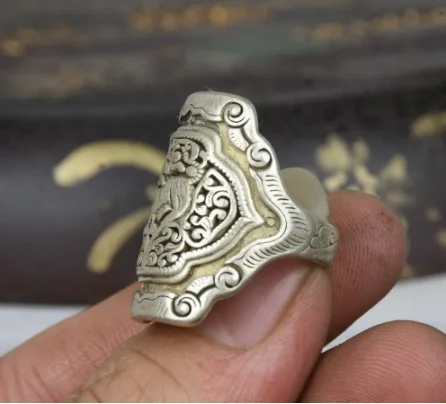 2 9 см старое китайское серебро Miao Kylin Qilin голова зверя ювелирное изделие ручное
