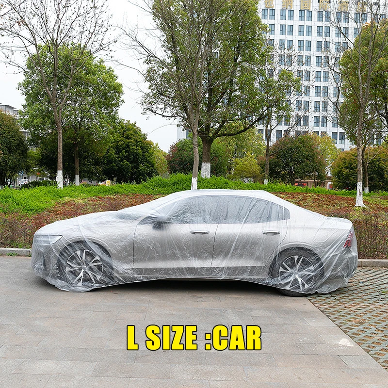 Наружный водонепроницаемый автомобильный чехол, одноразовое пластиковое автомобильное покрытие, пылезащитные универсальные автомобильные чехлы из ПЭ, автомобильные аксессуары с эластичностью