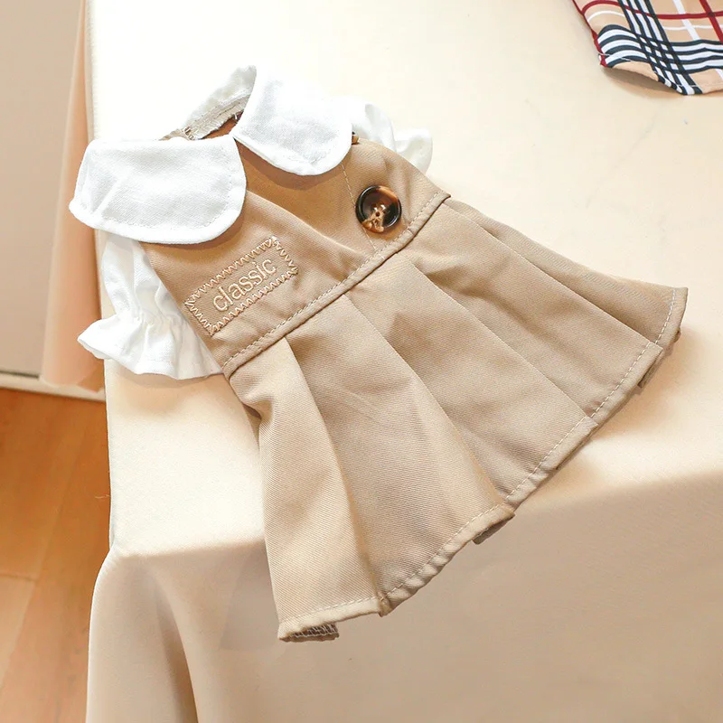 Princess Spring Summer Dog Khaki Skirts Collar Skirt Dress for Dogs Sleeve XS S M L XL | Dresses