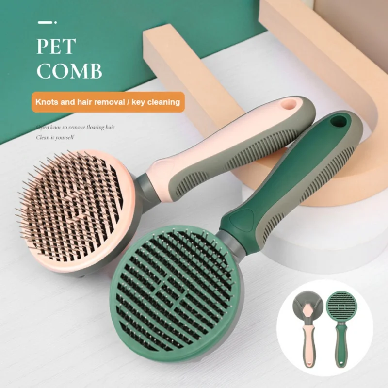 

Pet Cat Hair Shedding Comb Button Needle Massage Combs Dog Hair Remover Pet Dog Cat Self Cleaning Brush Pet Supplies