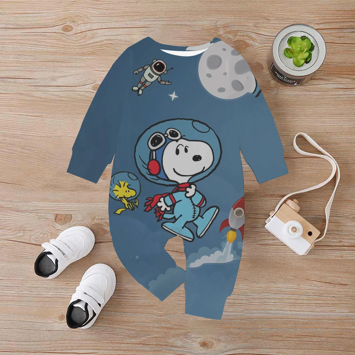 2024 New PEANUTS Snoopy Cartoon Anime Baby Romper 0-4 Years Boy Girl Kids Jumpsuit Casual Newborn Climbing Clothing
