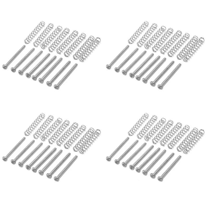 

32 Pcs M2.5X32MM Electric Guitar Humbucker Pickups Adjust Height Screw And Spring - Pitch 0.4Mm - Silver
