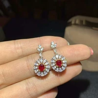 meibapj natural pigeon blood ruby earrings real 925 sterling silver red stone earrings fine charm wedding jewelry for women