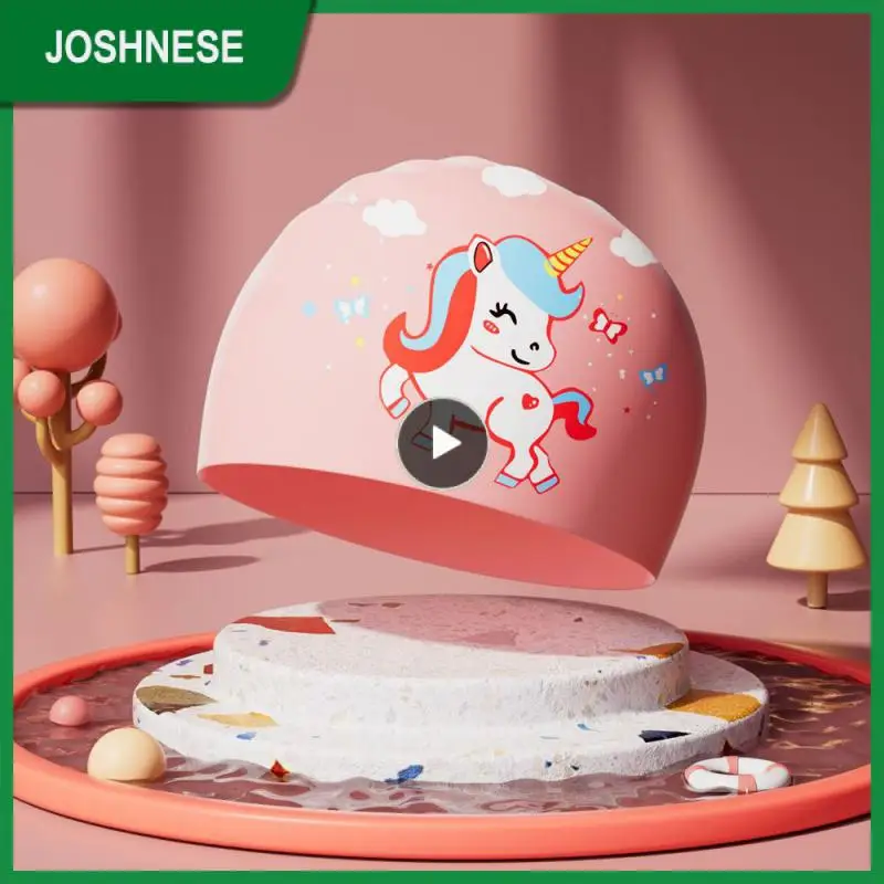 

Lovely Waterproof Soft Children Protection Swimming Cap Cartoon Environmental Silicone Equipment High Elasticity Comfortable Fit