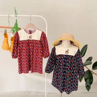 2022 girls one piece dress childrens floral clothes spring autumn new cotton floral long sleeve baby toddler princess dresses