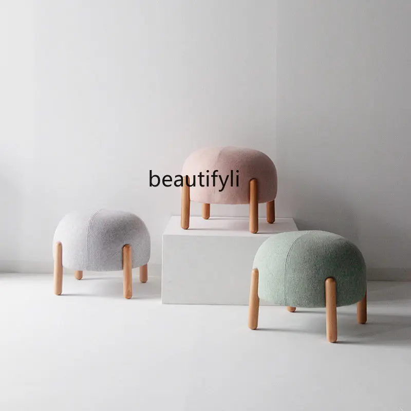 

yj Nordic Fabric Sofa Cushion Changing Shoe Stool Simple Cotton Wool Creative Small Stool Clothing Store Trial Shoe Sofa Stool