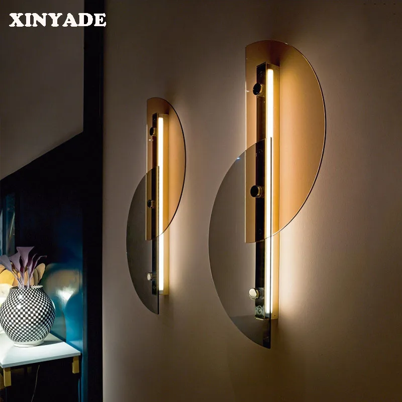 

Modern wall hanging lighting living room art deco luxury background designer bedroom bedside double leaf wall lamp