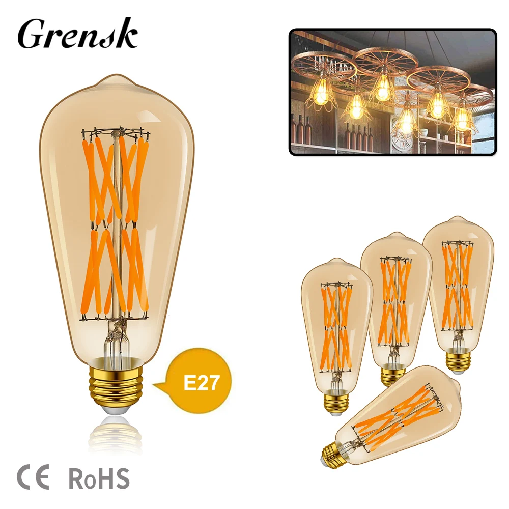 4 шт. ST64 Ретро Светодиодная лампа E27 220 в 16 Вт лампа накаливания из янтарного стекла светодиодсветодиодный лампа накаливания сменная лампа 120 Вт домашнее декоративное освещение 4 шт. ST64 Ретро Светодиодная лампа E27 220 в 16 Вт лампа накаливания из янтарного стекла светодиодсветодиодный лампа накаливания сменная лампа 120 Вт домашнее декоративное освещение