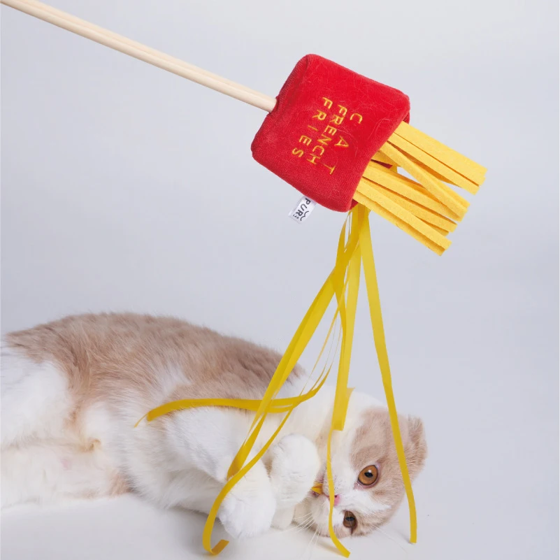 

Funny Gourmet Hot Pot Ramen Fries Funny Cat Stick Toy Self-Hey Bite-resistant Catnip Toy Bell Ball Funny Cat Toy