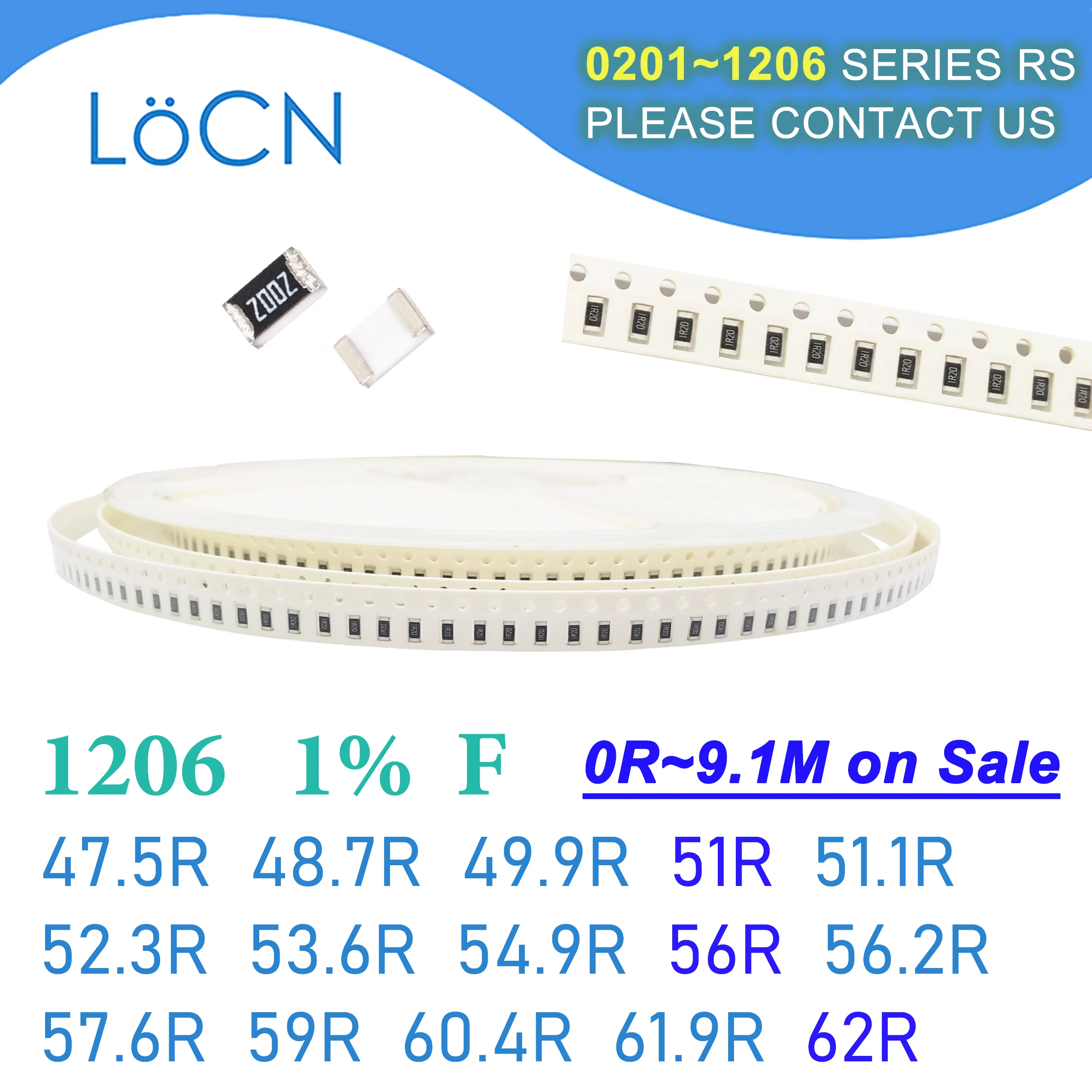Резистор OHM SMD 47 5R 48 7R 49 9R 51R 51.1R 52.3R 53.6R 54.9R 56.2R 57.6R 60.4R 62R