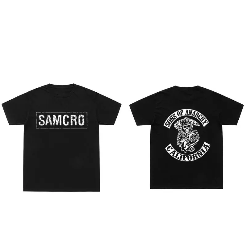 

Sons of Anarchy SAMCRO Double Sided Print T Shirts Streetwear Men Womnen Harajuku Brand Design Tees Tops New Summer Loose Tshirt