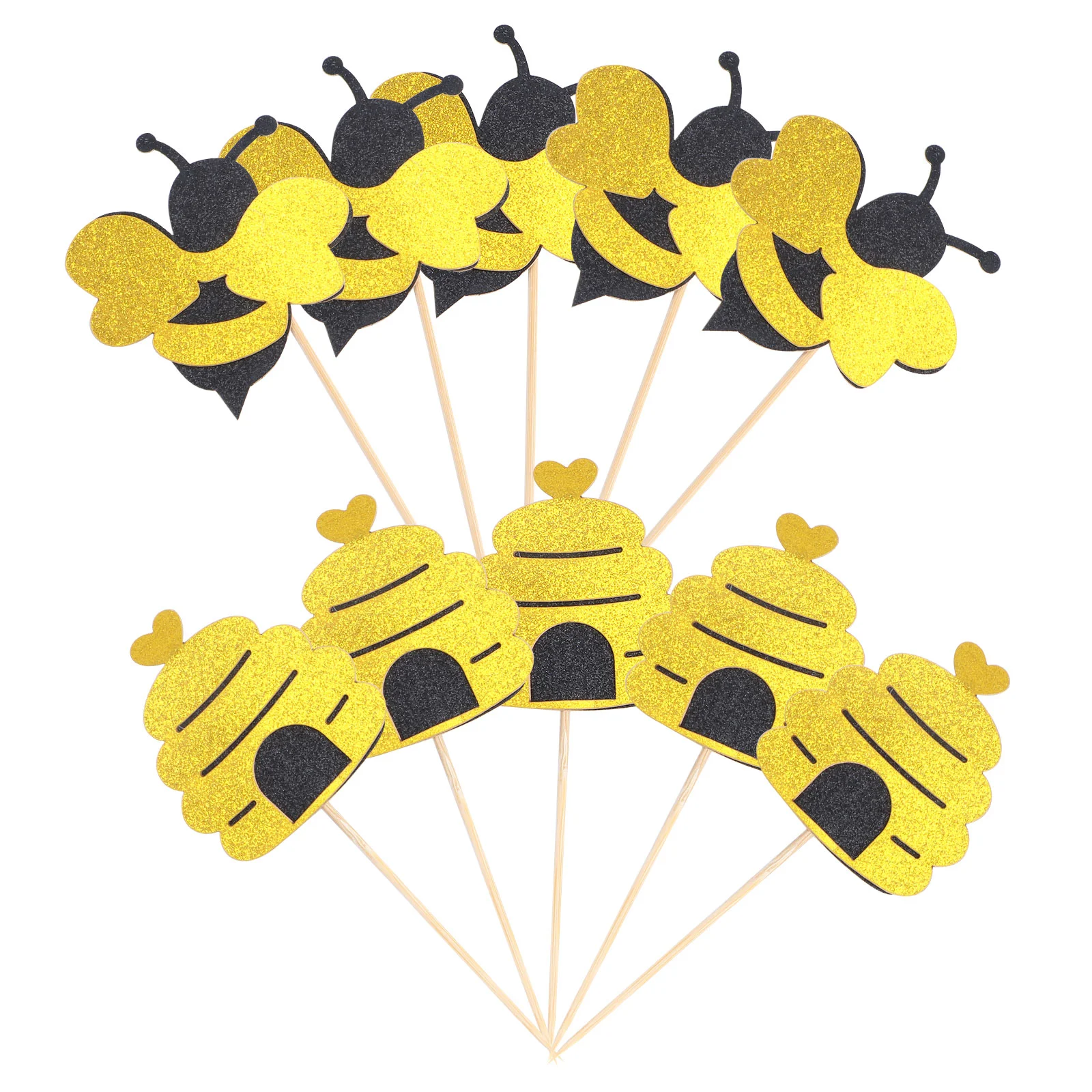 

Cake Picks Topper Cupcake Glitter Birthday Dessert Decorations Shower Baby Toothpicks Honeycomb Reveal Gender Paper Appetizers