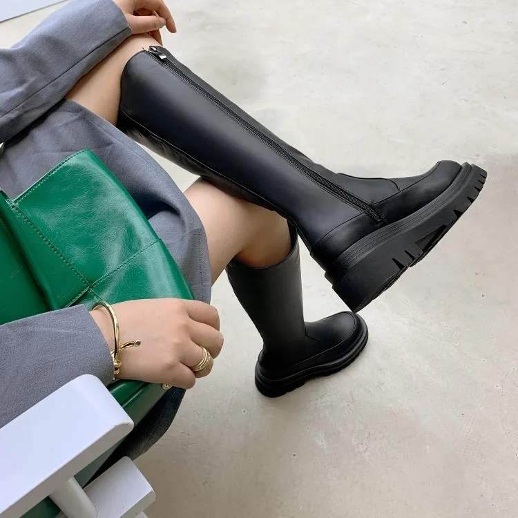 

Black Sexy Knee High Boots Platform Women Shoes New Winter Fashion Pu Leather Thick Heels Long Boots Bota Feminina