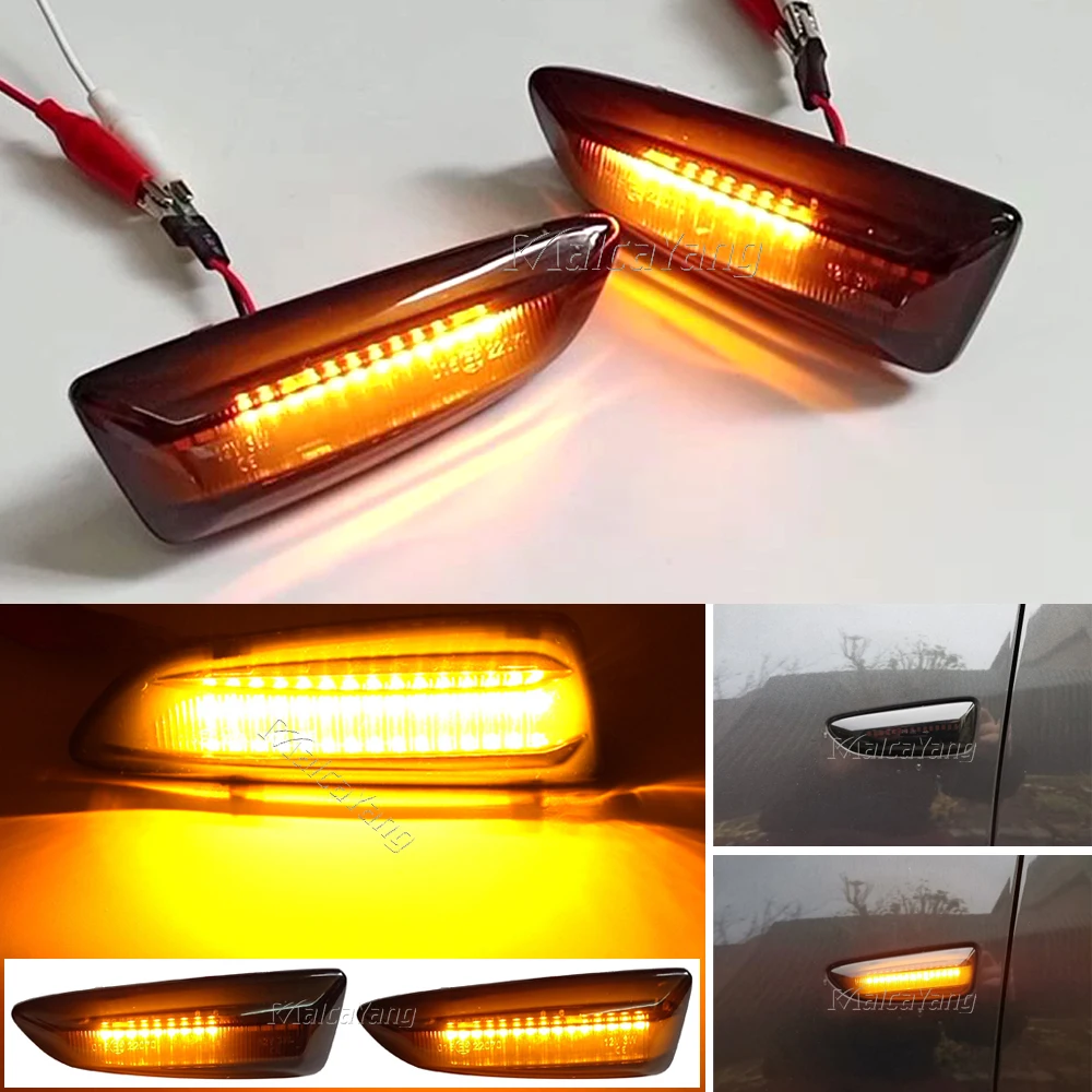 

2Pcs For Opel Astra J K 2015 Zafira C Insignia B Grandland X 2017 LED Amber Dynamic Flowing Turn Signal Side Marker Light