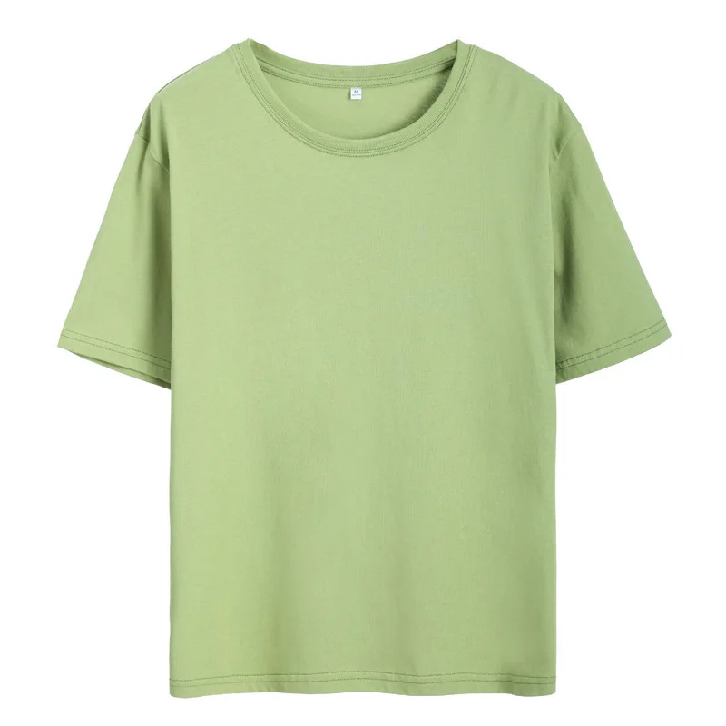 

100% Cotton Short Sleeve Simple T-shirts For Women Fashion Casual Ladies White Pink T-shirts