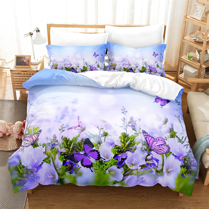 

Blue Butterfly Bedding Set For Bedroom Soft Bedspreads For Bed Home Comefortable Duvet Cover Quality Quilt Cover And Pillowcase