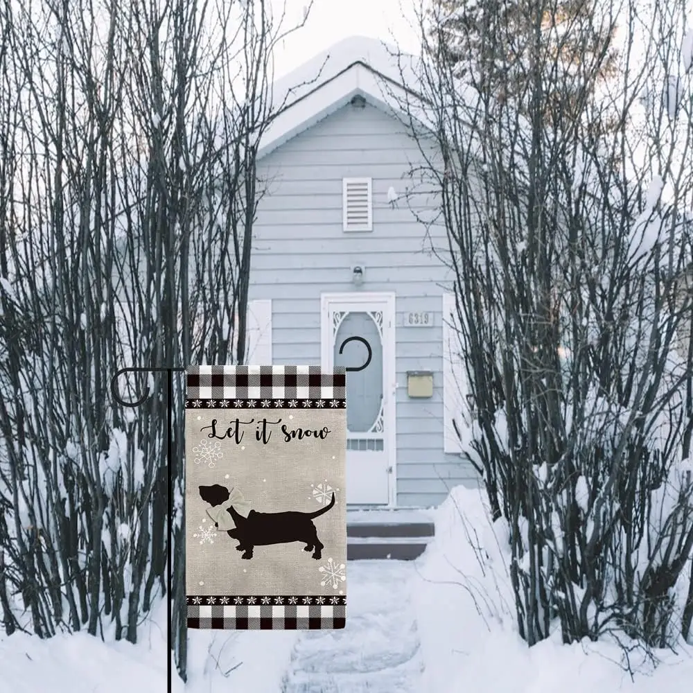 Немецкий короткошерстный указатель Let It Snow Merry Christmas Garden Flag Черно-белый плед из