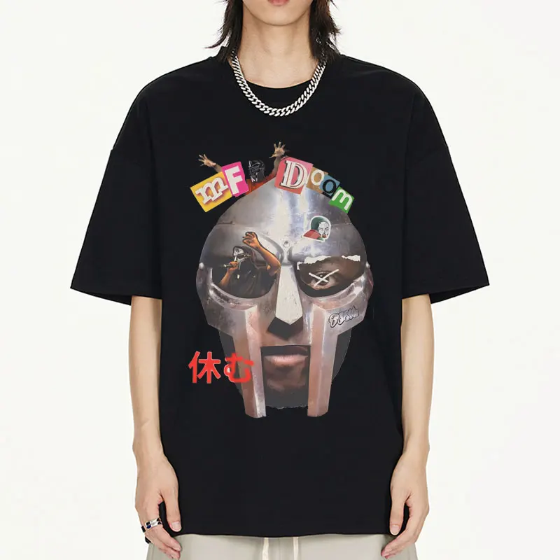 

MF Doom T-shirt Madvillain Metal MF Doom Graphic Printed Cotton T Shirts Men Women's Rapper Hip Hop Fashion Tshirts Streetwear