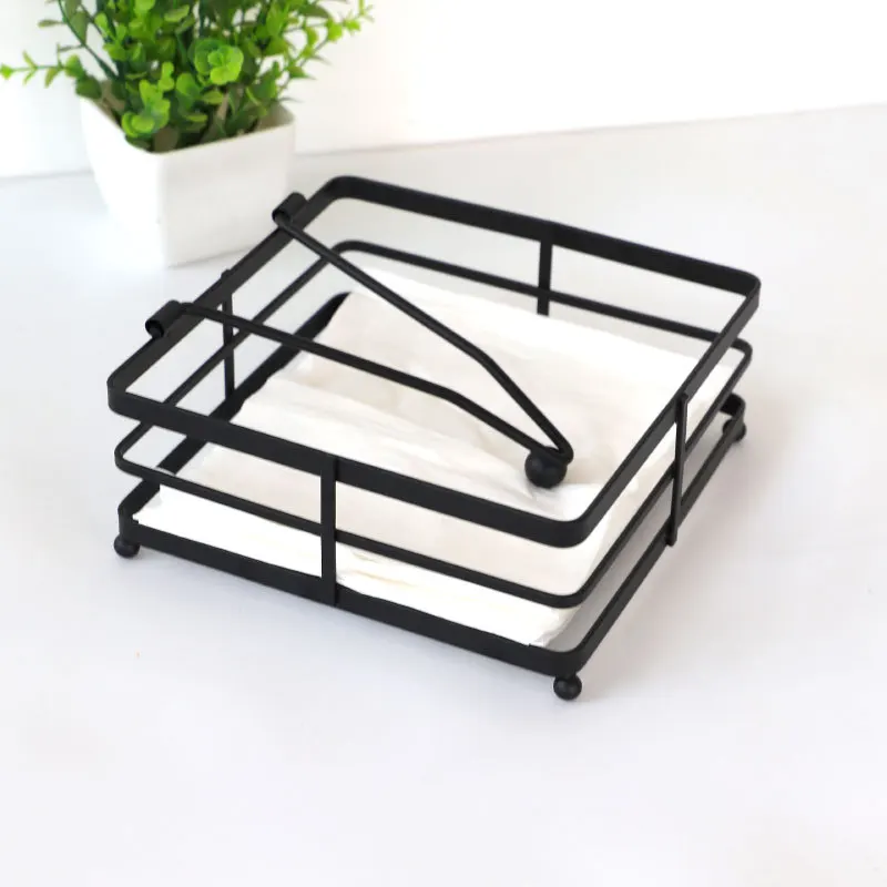 

Iron tissue box living room home bedroom western restaurant creative square napkin box rack flat paper tissue storage box