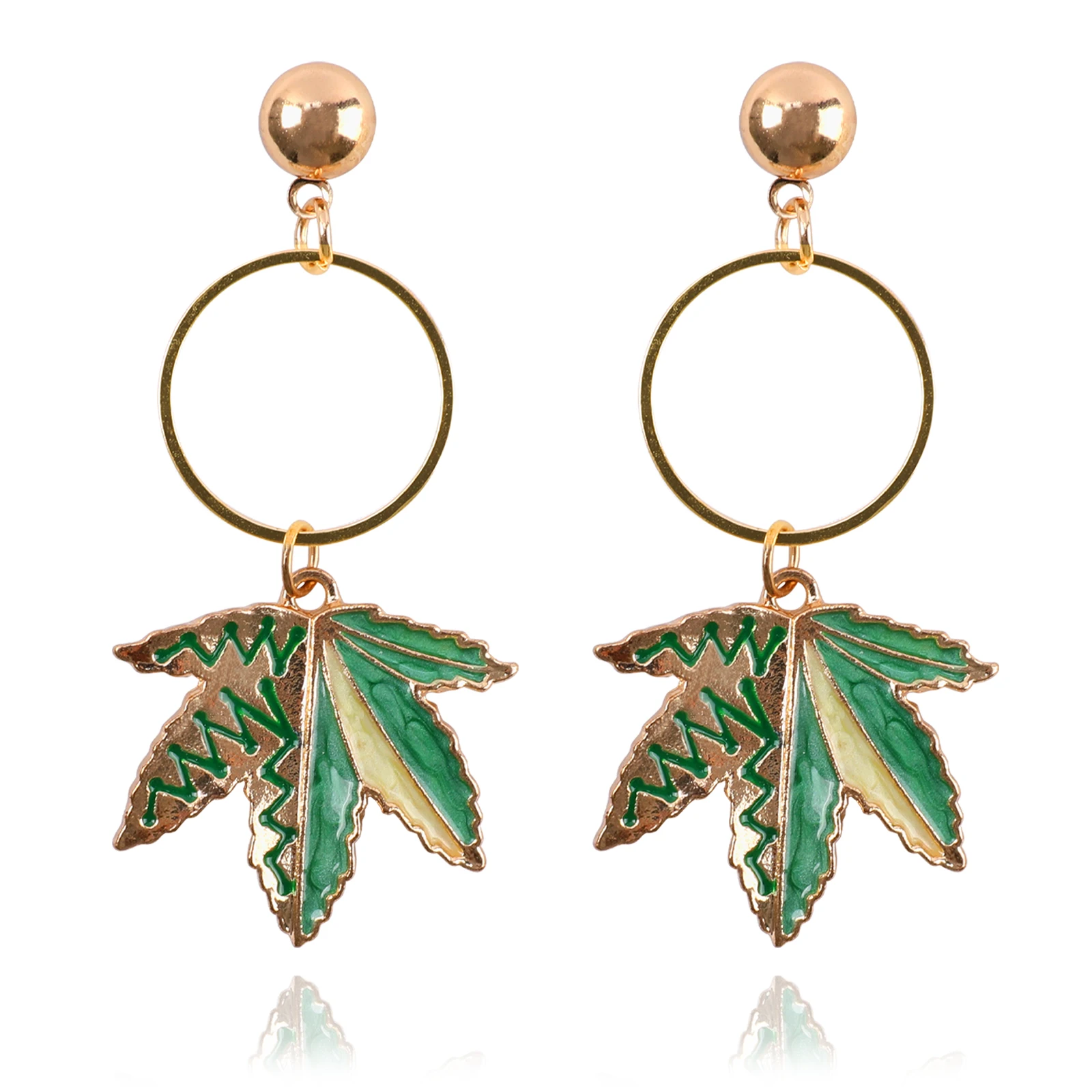 

Makersland Green Leaf Drop Earrings For Women Designer Dangle Luxury Jewelry For Lady Fashion Aesthetic Studs Earrings Wholesale