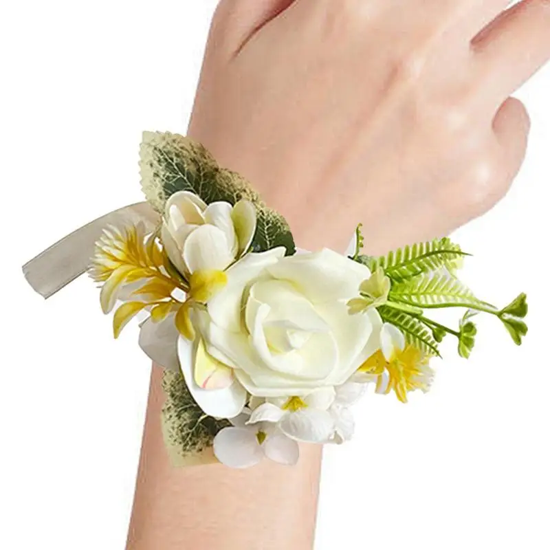 

Искусственный цветок на запястье, браслет для невесты и подружки невесты, цветок на запястье, корсажный браслет на запястье, браслет на запястье