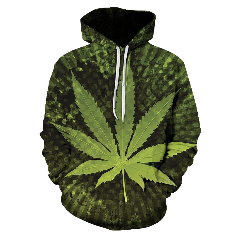 

Spring Autumn New Weed Leaf Green Leaf 3D Printing Hoodie Men Women Sweatshirts Fashion Boys Girls Kids Cool Pullover Clothes