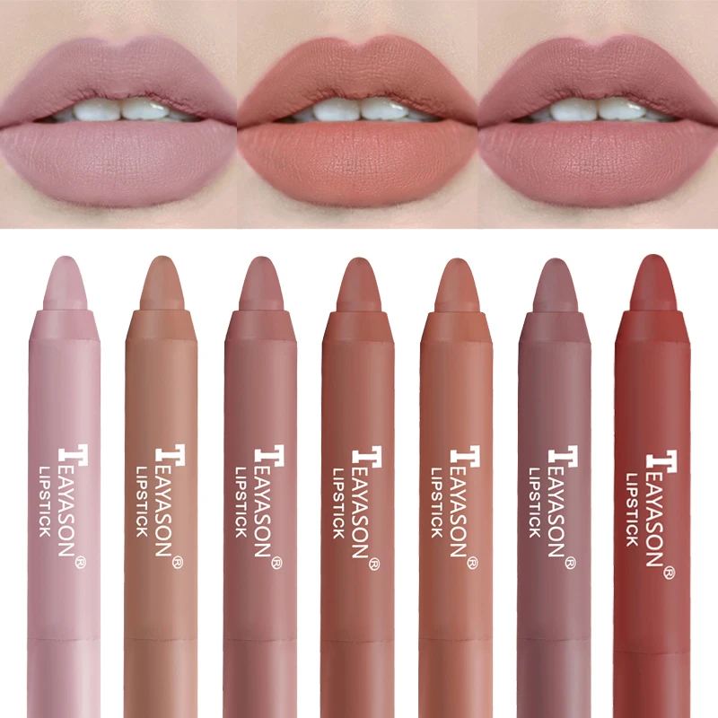 TEAYASON 12 Colors Non-stick Lipsticks Waterproof Sexy Red Lip Gloss Lipstick Pencil Makeup Cosmetics For Women