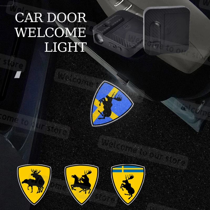 1/2 шт. светодиодные лампы с логотипом оленя и лося проектор для дверей автомобиля
