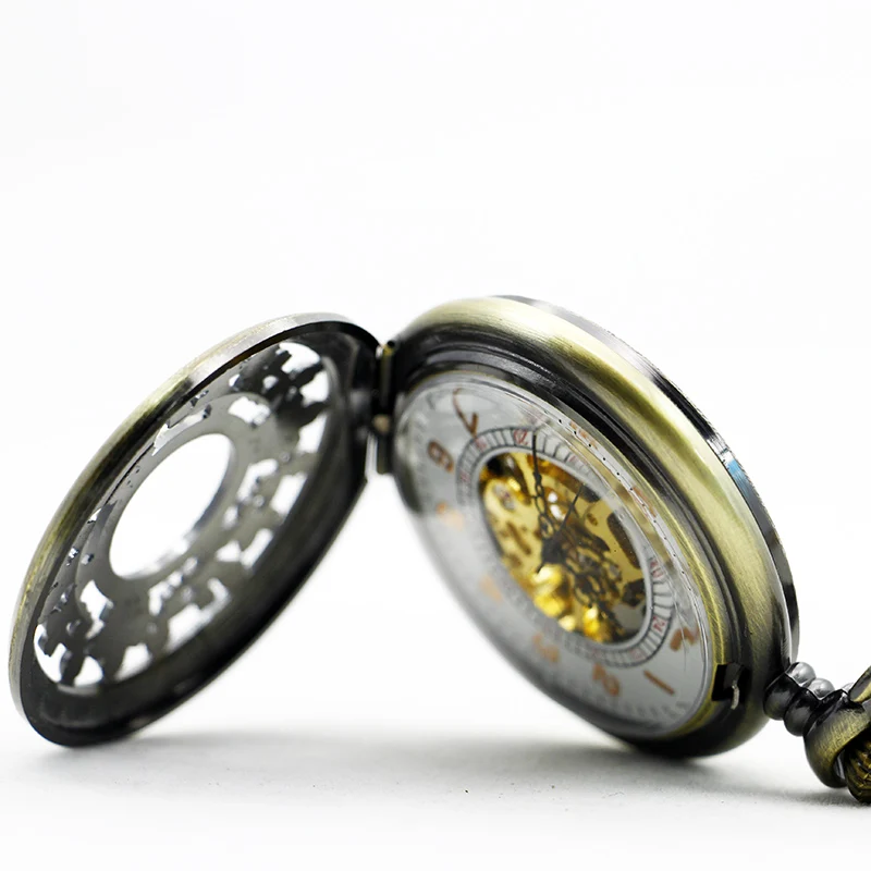 Mechanical Pocket Watch Vintage Carved Frosted Arabic Numeral Display Belt Chain Pendant Clock Men's Ladies Student Gifts