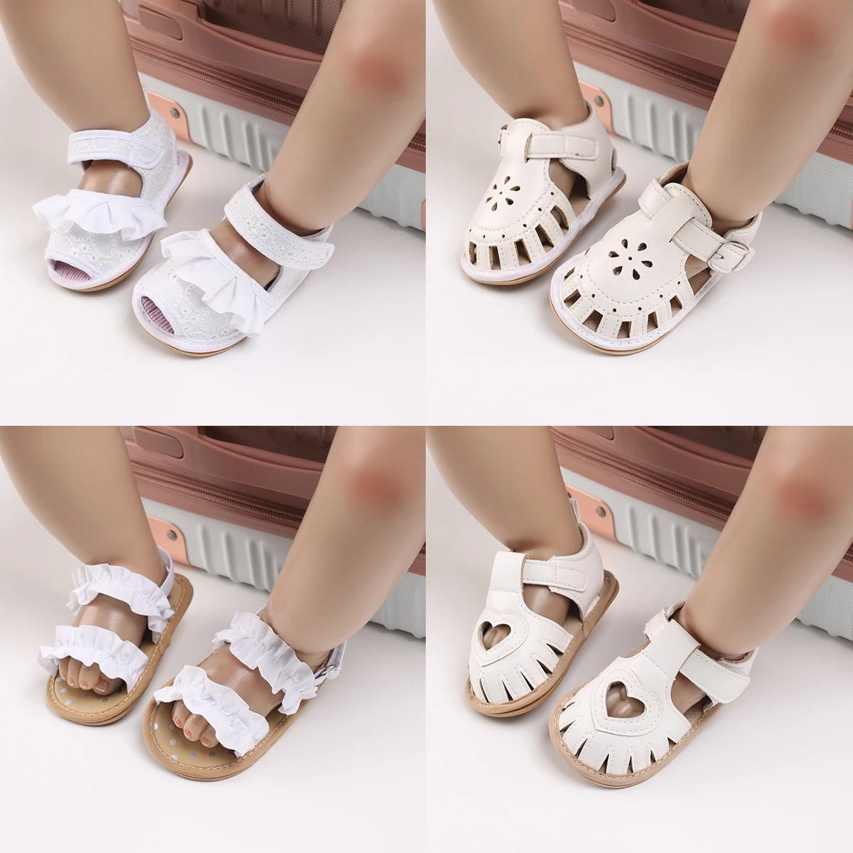 2022 Brand New Baby Shoes Girls Summer Casual Sandals Soft Rubber Sole Non-Slip First Walker White Baptism Toddler images - 6