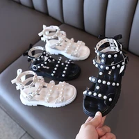 bow gladiator princess shoes for girls sandals 2022 summer kids roman sandals bow fashion beading child beach shoe free shipping